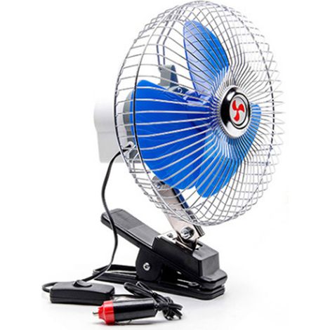 Ventilador de clip giratorio automático de 24 V, potente y silencioso, con adaptador para encendedor de cigarrillos, para camión, autocaravana, barco, 8 pulgadas.