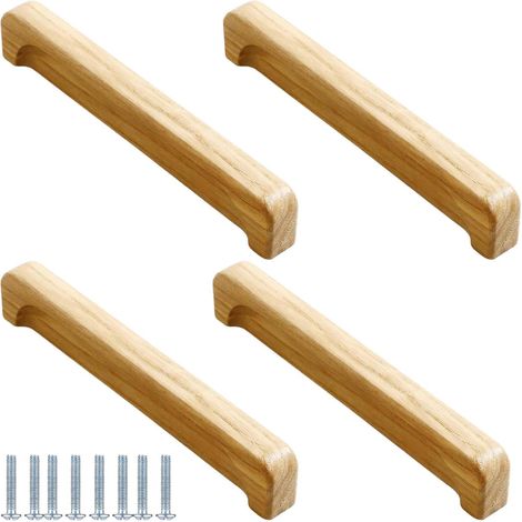 Poignées de meubles, lot 4, en bois massif, pour portes placard (1/5)