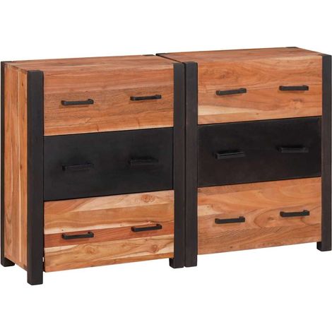 Sideboard 3 pcs Braun 110 x 30 x 75 cm Massivholz Akazie