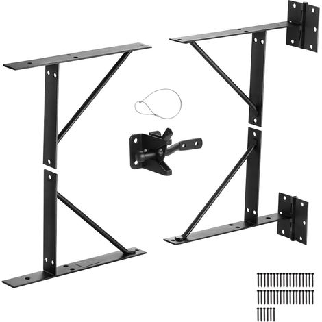 Support d'angle de portail anti-affaissement en fer, kit quincaillerie de cadre porte, avec loquet de verrouillage, corde de verrouillage à loquet, pour porte de hangar, portails de corral, noir (1/5)