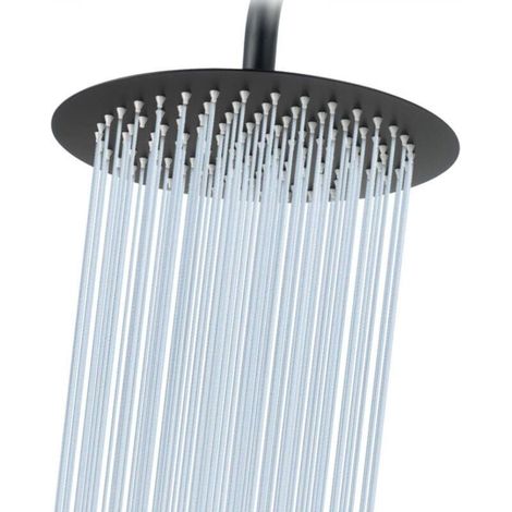 Rain shower head, reinforced, high flow, high pressure shower head, stainless steel, black, 10 inches (1/4)