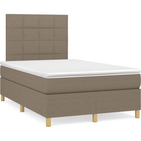 Sommier à lattes de lit matelas et LED taupe 120x190 tissu (1/5)