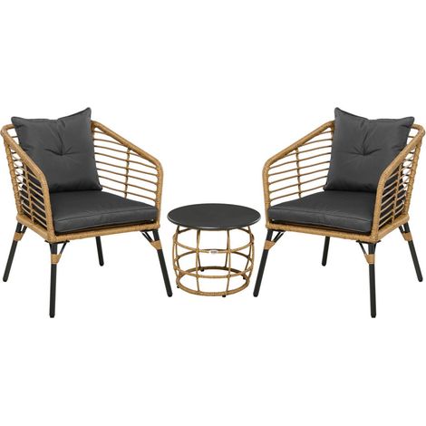Ensemble de meubles de jardin en rotin, 3 pièces. Groupe de sièges, comprenant table basse et 2 chaises, ensemble bistro avec co (1/3)