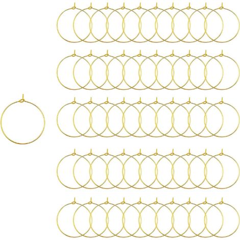 100 Breloques pour Verre à Vin 25 mm, Étiquettes Marqueurs de Boisson avec Anneaux (1/5)
