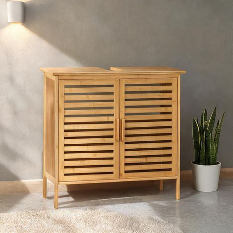 Meuble de salle de bain cor de madeira natural en bambu (1/5)