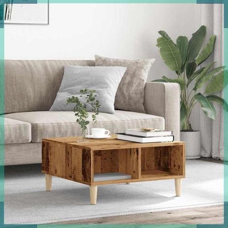 856440 Table basse vieux bois 60x60x30 cm bois d'ingénierie (1/5)