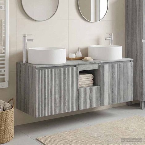 vidaXL Bathroom Cabinet Set 3 pcs Grey Sonoma 49.5 x 44.5 x 65.5 cm (1/5)
