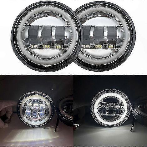 2 Stück 4,5"-LED-Nebelscheinwerfer mit Halo-Tagfahrlicht für Motorräder, 30 W wasserdichte runde Zusatzscheinwerfer (1/4)