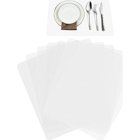 Manteles individuales, 8 piezas, Mantel individual de plástico, Posavasos, Zapatilla, 43 x 28 cm, Antideslizante, Lavable, picnics, Transparente (1/5)