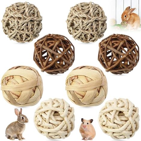 Toy Rabbit Balls Grass Hand Woven Ball Treat Toys Animals Company, Ball Grass Woven Ball Rattan Chew for Hamsters Rabbits Pigs India Chinchilla Teeth (1/5)