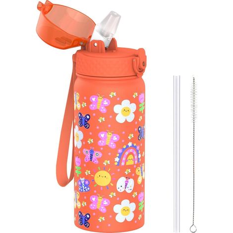 Kinder Thermosflasche 550ml Edelstahl mit Strohhalm, doppelwandig, BPA-frei (1/5)