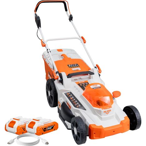 Tondeuse à gazon sans fil RURIS RXI4344e 2x20V - Coupe 43 cm, Hauteur 25-75 mm, 3-en-1, jusqu'à 650 m², 2 Batteries 4Ah (1/5)