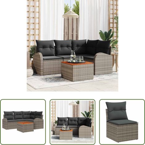 vidaXL Jardin -  Ensemble de canapé de jardin avec stockage 5 pcs Gris polyrotin (1/5)