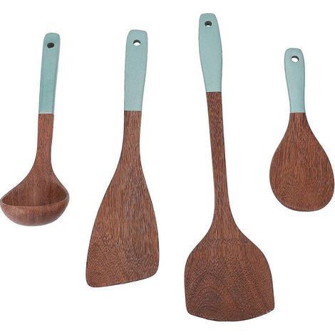 Küchenutensilien-Set aus Holz: Kochspatel, Schöpfkelle, Suppenlöffel mit Aufhängeloch B