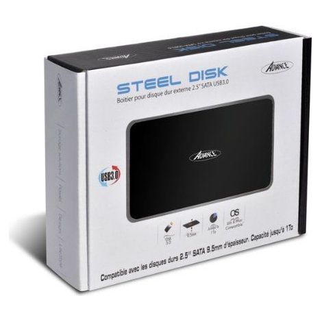 Boîtier USB 3.0 pour disque dur ou SSD 2.5' SATA (1/5)