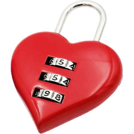 Cadenas en forme de cœur, code à 3 chiffres, combinaison de sécurité, cadenas rouge pour valise ou coffre-fort. (1/5)