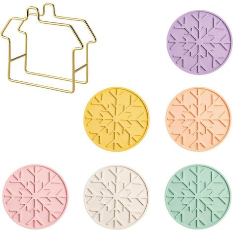 Lot de 6 dessous de plat en silicone, 16 cm, ronds, antidérapants (1/5)