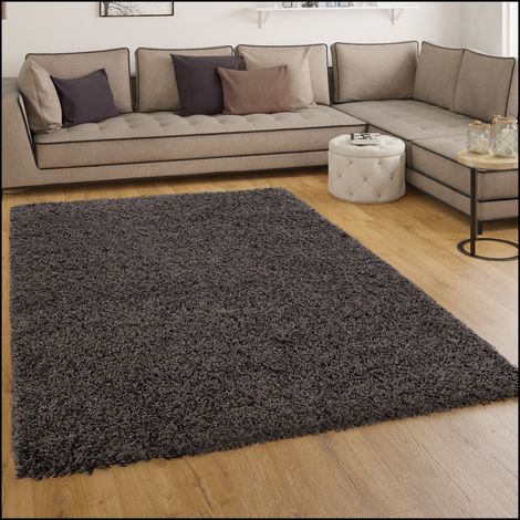 Paco Home Shaggy Hochflor Langflor Teppich Sky Einfarbig in Anthrazit 190x280 cm
