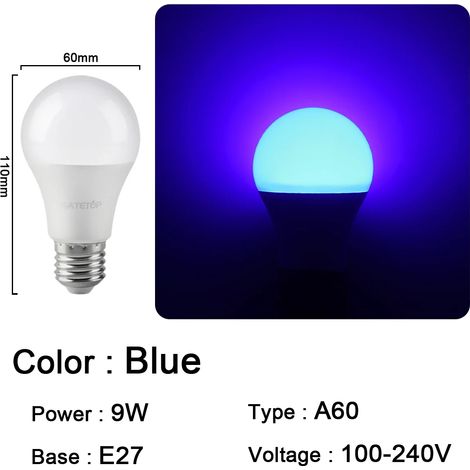 (A60 E27 Bleu, 12 ampoules) Ampoules LED, adaptées aux fêtes, aux KTV, aux bars et aux vitrines de magasins. (1/3)