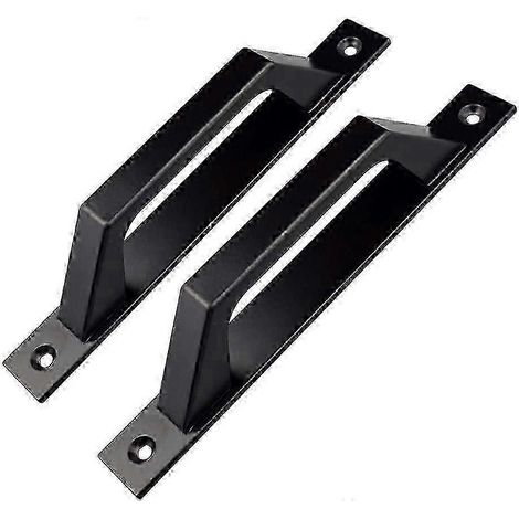 Poignées de porte en forme de D, lot de 2, 200 mm, noires pour portes de jardin en bois (1/4)