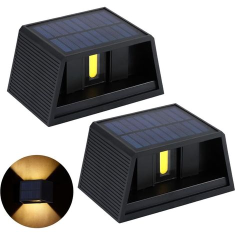 Set mit 2 IP65 1200mAh 300lm Solar-Wandleuchten für moderne Außengartenbeleuchtung