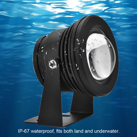 Projecteur LED étanche RGB 12 V 10 W pour aquarium, piscine et jardin, noir