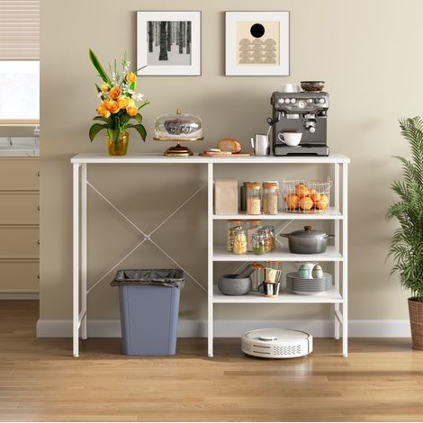 Mobile contenitore modulare 120 x 40 x 85,5 cm con ripiani, metallo e MDF bianco HAVRYA (1/5)