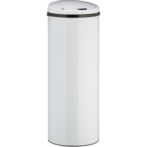 Papelera automática redonda 50 x 50 x 80 cm con sensor diseño moderno cocina oficina de acero inoxidable blanco 130006976 (1/4)
