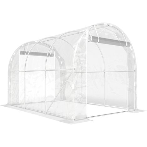 Serra a Tunnel 2x3x2 m con Porte Avvolgibili Telaio in Acciaio e Copertura in PE Anti-UV Trasparente (1/5)