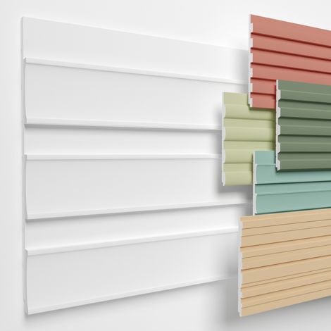 HEXIMO Lamellenwand XPS Akustikpaneele Wandverkleidung weiß Wandpaneele Lamellen Styropor Paneele: 4 Paneele / 1.84 m², HLM-6-03