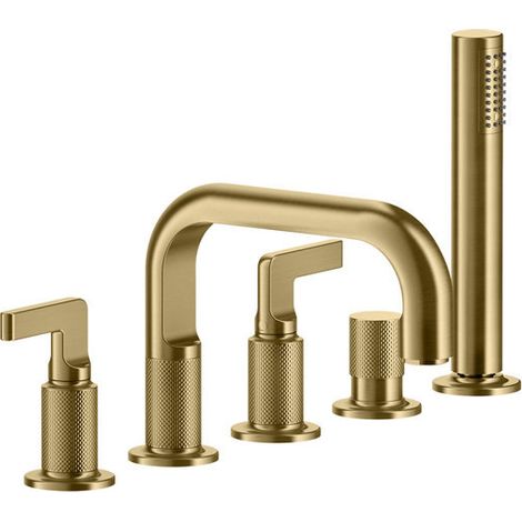 Gessi Inciso- 2-Hebel-Griff-5-Loch-Wannenrand-Armatur,