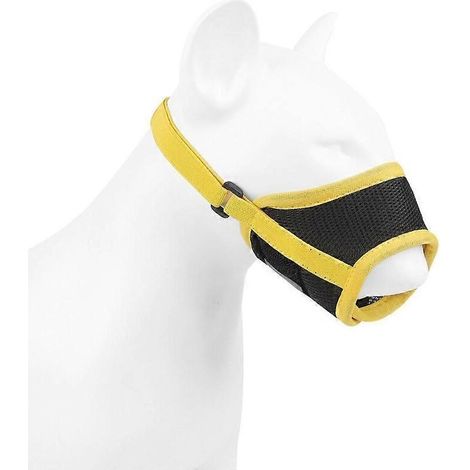 Muselière pour chien réglable, muselière sécurisée, tailles moyennes et grandes - 2XL - Jaune