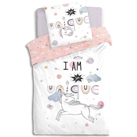 Parure de lit enfant 100% coton réversible LICORNE (1/5)
