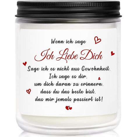 Bougie parfumée "Ich Liebe Dich" pour Lui, coffret cadeau, 35h de combustion, cire de soja
