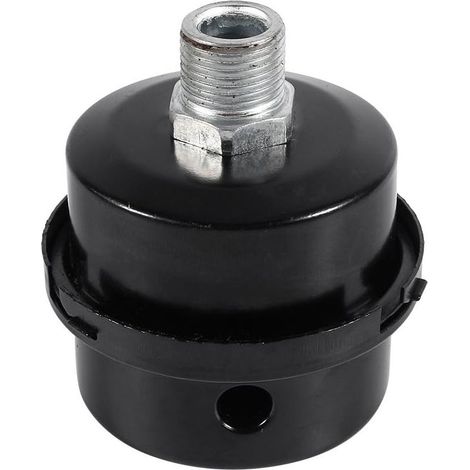 Filtre de compresseur d'air silencieux en métal noir 3/8' – Réduit bruit et poussière – Installation facile pour compresseurs sans huile (1/5)