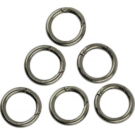 6 mousquetons ronds à ressort noirs pour collier, bracelet, clé ou sac. (1/5)