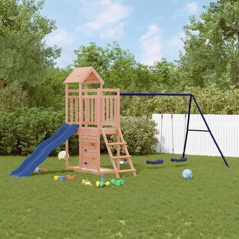 Aire de jeux extérieure : Aire de jeux d'extérieur bois massif de douglas  jeu extérieur enfant, aire de jeu jardin, balançoire enfant , pour jardin, usage domestique , enfant 3-8 ans (1/5)