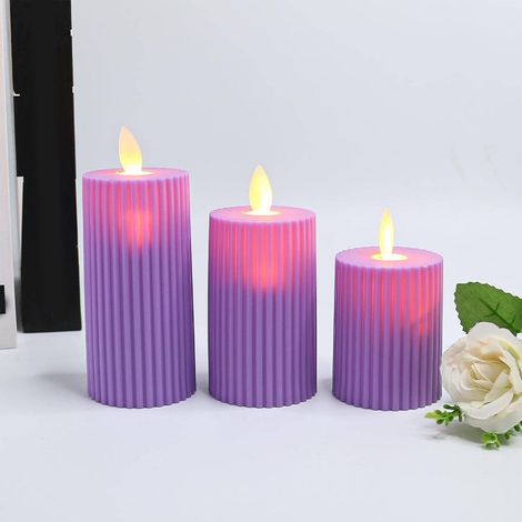 Bougie LED Sans Flamme - Bougie Pilier Ribbée - Effet Flamme Réaliste - Alimentation Piles LR41 - Pour Décoration Intérieure Extérieure - 1 Pièce (1/5)