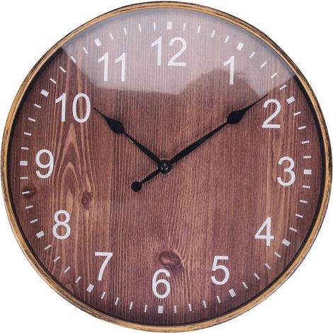 Horloge murale silencieuse effet bois, horloge murale rétro 3D pour la décoration de votre salon, 30 cm (12 pouces) (1/5)