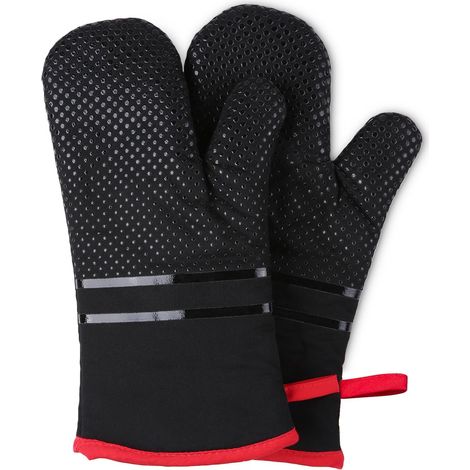 Gants Cuisine 300°C antidérapants, 32 cm Extra Longs, Noir (1/5)