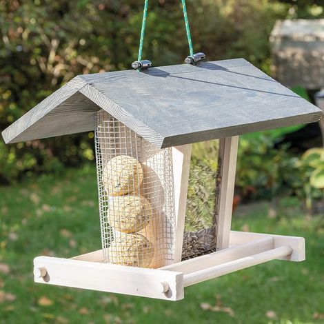 Bb-Loisir – Mangeoire oiseaux extérieure suspendue – Nichoir en bois massif résistant aux intempéries – Pour jardin et balcon – 33x22x26 cm (1/5)