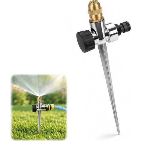 360° Automatic Garden Sprinkler Lawn Sprinkler Circular Sprinkler Irrigation System with Stable Metal Chuck Adjustable for Watering Plants Flowers Vegetables (1/5)