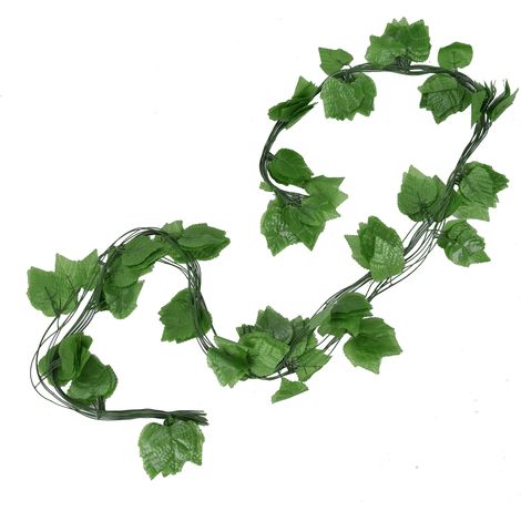 Feuilles de vigne artificielles en rotin vert, plantes grimpantes réutilisables pour décoration de plafond, jardin ou balançoire, guirlande de lierre simulé (1/5)