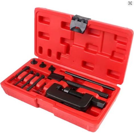 Kit dérive-chaîne moto 13 pièces en acier CR-V avec rive-chaîne, outil chaîne ATV et vélo, mallette rigide pour chaînes 35 à 630 (1/5)