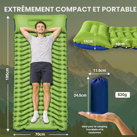 Camping Mattress, Inflatable Mattress with Cushion and Foot Pump, Waterproof, Compact and Light for Travel, Hiking, Beach, Car and RV (1/4)