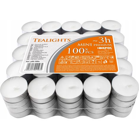 Velas de té de 3 horas, 100 unidades. (1/4)