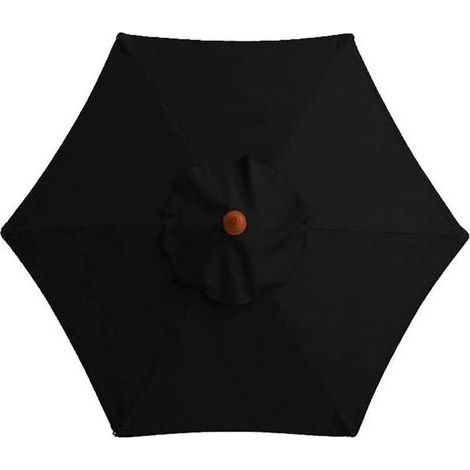 Replacement cover for parasol - 6 ribs - Diameter 2m - Waterproof - UV protection - Replacement fabric - black (1/5)