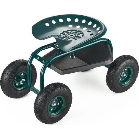 Siège de Jardin Roulant, Tabouret de Jardinage sur Roues Robuste avec Panier de Rangement à Outils, Capacité de Charge 136 kg, Chariot avec Siège pour Désherbage, Plantation, Terrasse, Extérieur (1/5)