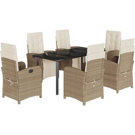 Maison Exclusive - Set comedor de jardín 7 pzas con cojines ratán (1/5)