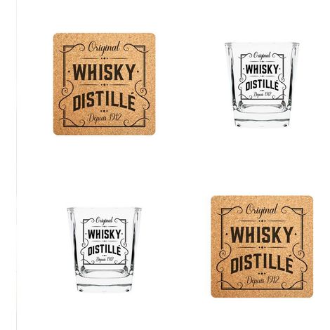 Coffret Whisky 2 Verres et 2 Dessous de Verre (1/3)